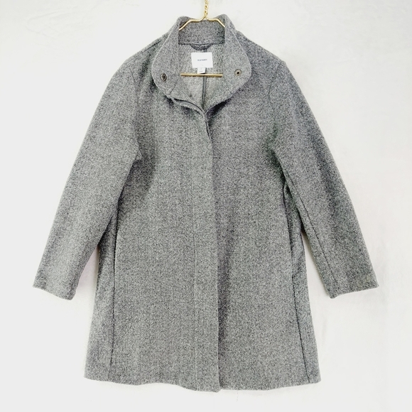 Old Navy Grey Tweed Collared Overcoat Z60 - Picture 1 of 7